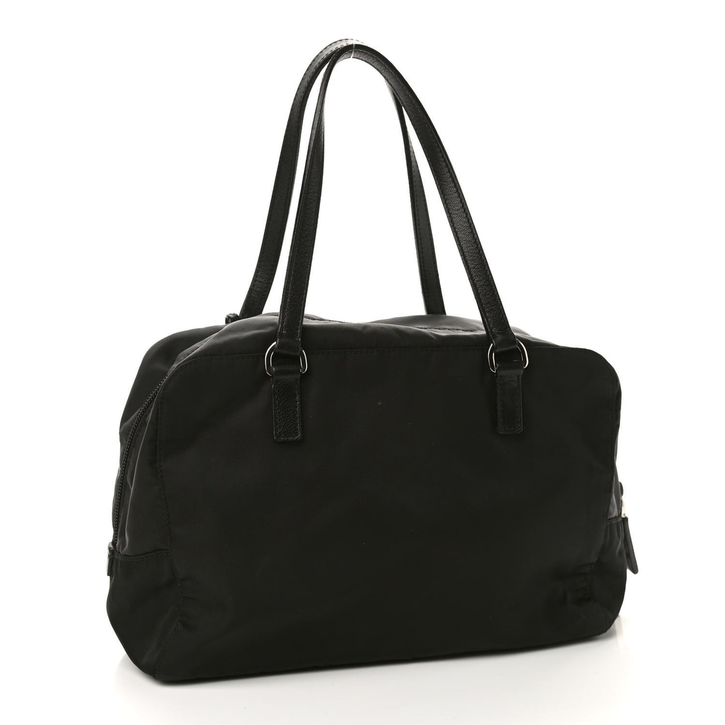 Tessuto Nylon Raso Bear Small Handle Bag Black
