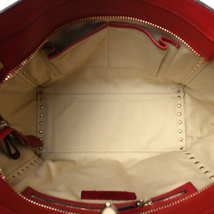 Valentino Garavani Vitello Rockstud Double Handle Tote Rosso Valentino 5 of 14