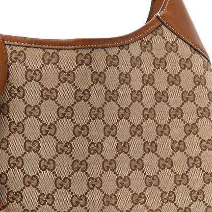 Gucci GG Supreme B Large Shoulder Bag Beige Dark Brown 8 of 13