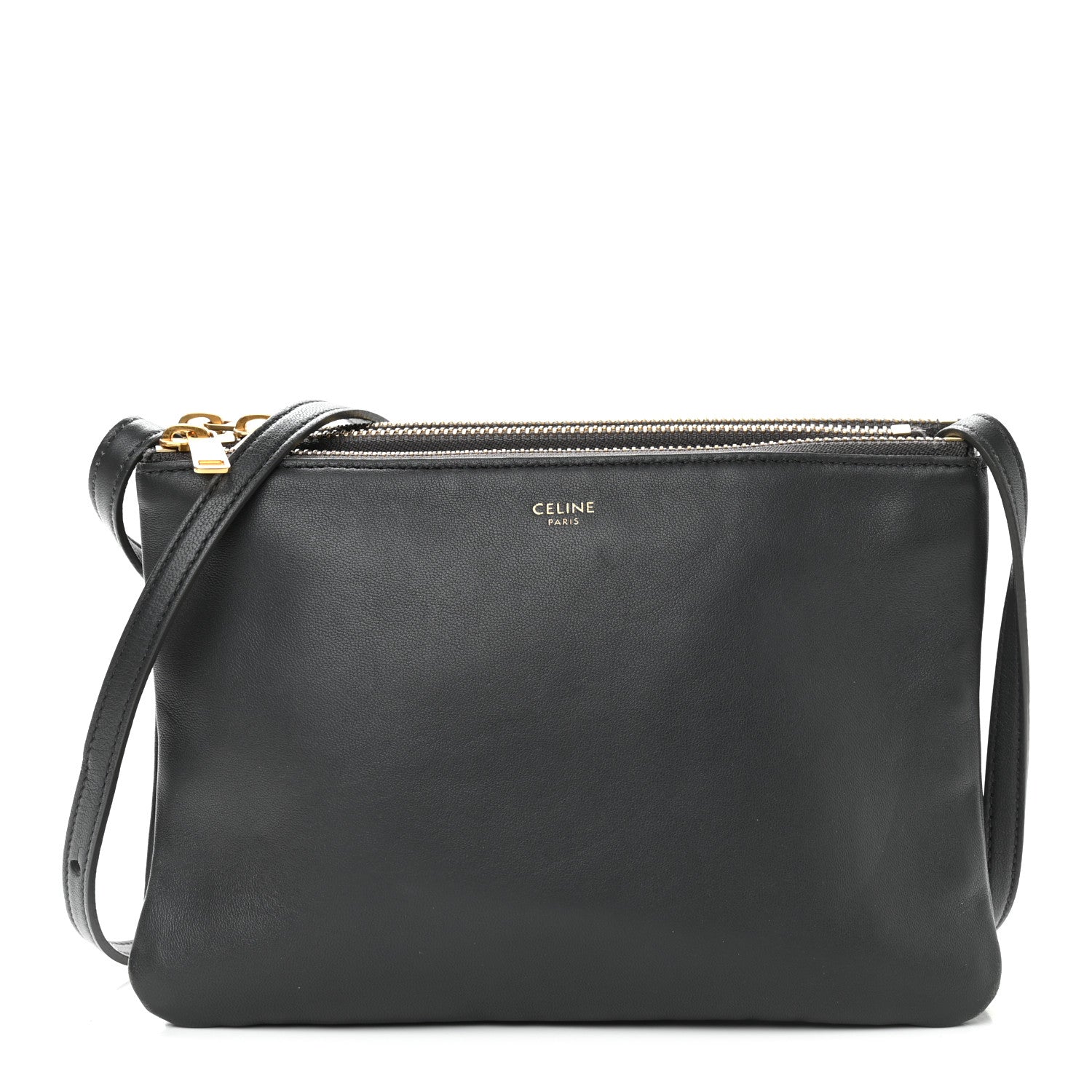 Celine Lambskin Small Trio Crossbody Bag Black 1 of 11