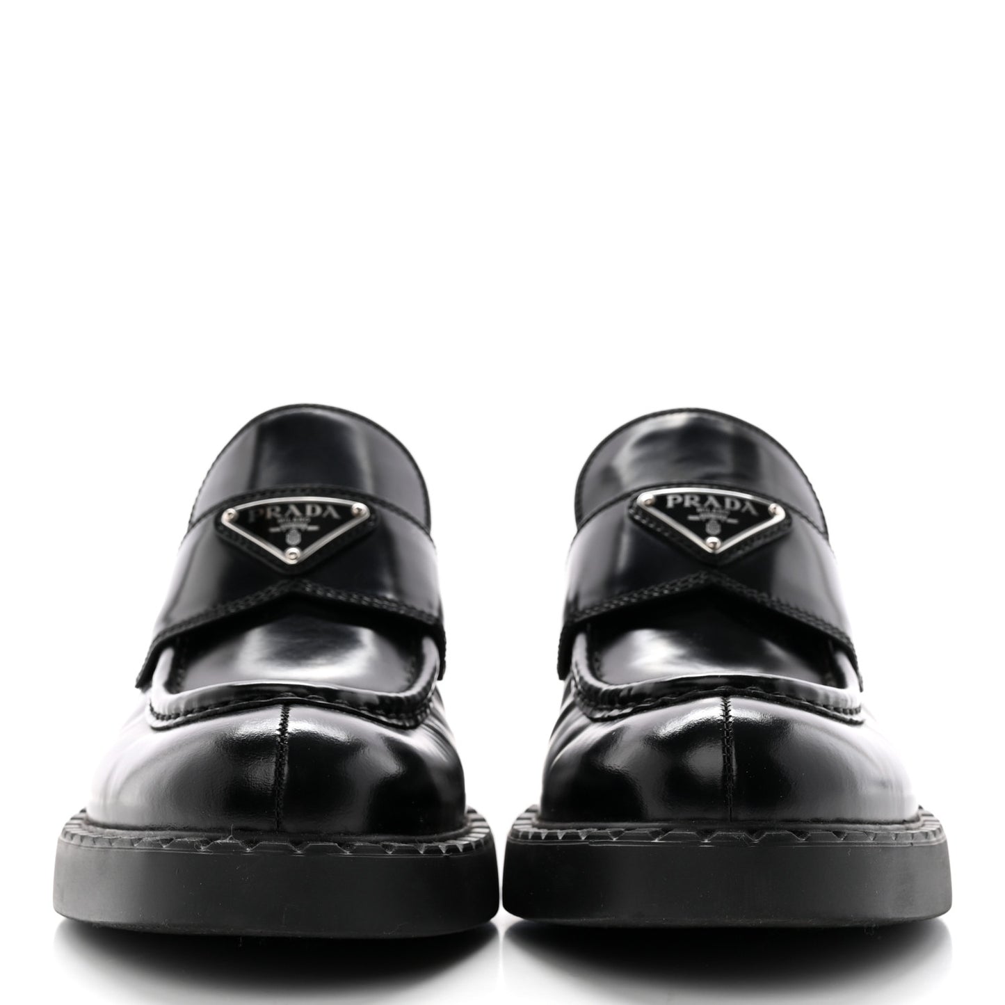 Spazzolato Metal Triangle Logo 50mm Loafers 39.5 Black