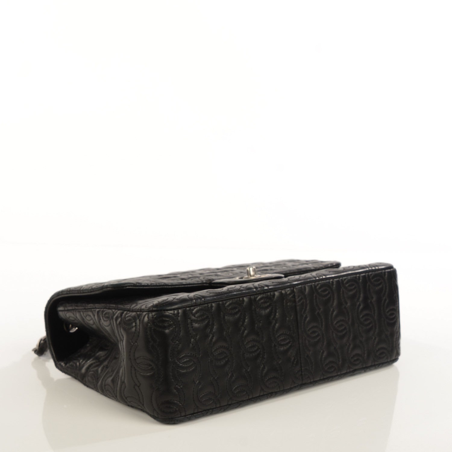 Chanel Lambskin Embroidered Jumbo CC Follies Flap Black 5 of 9