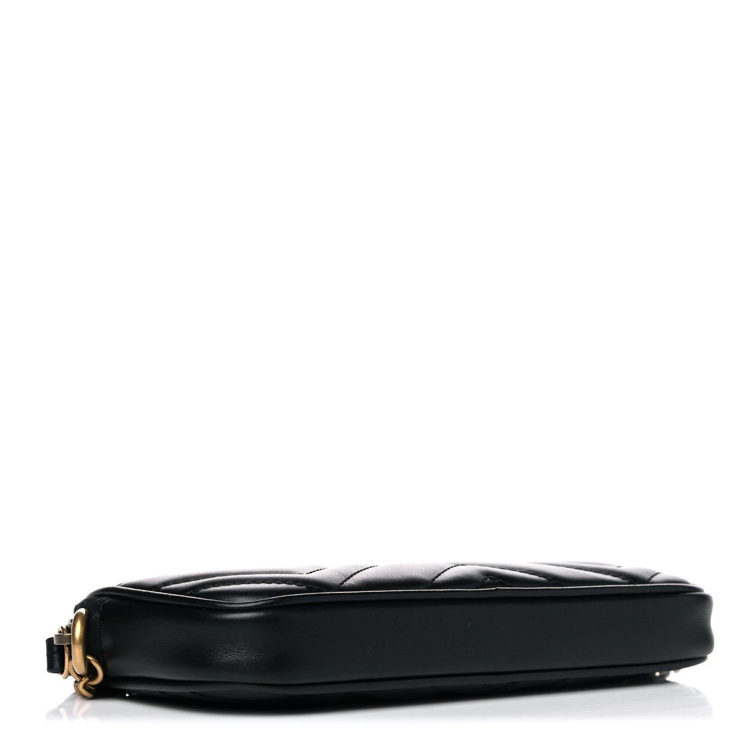 Gucci Calfskin Matelasse Mini GG Marmont Chain Crossbody Bag Black 4 of 11
