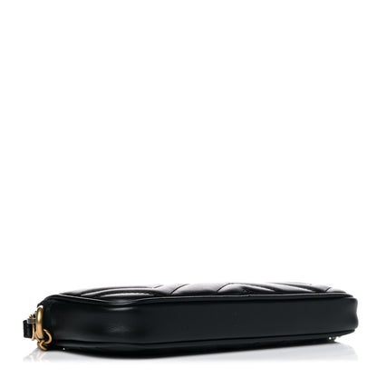 Gucci Calfskin Matelasse Mini GG Marmont Chain Crossbody Bag Black 4 of 11