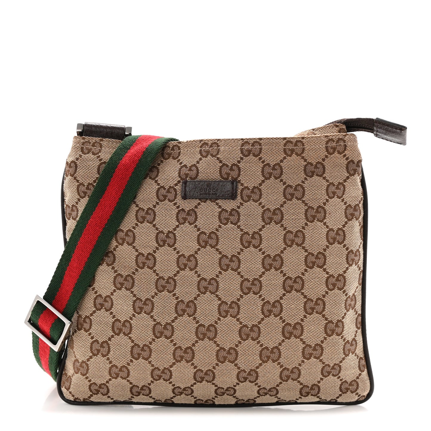 Monogram Web Small Flat Messenger Bag Brown