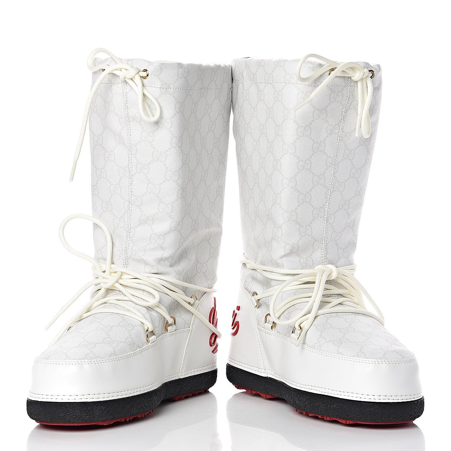 Monogram GG Lace Up Snow Boots 37 White