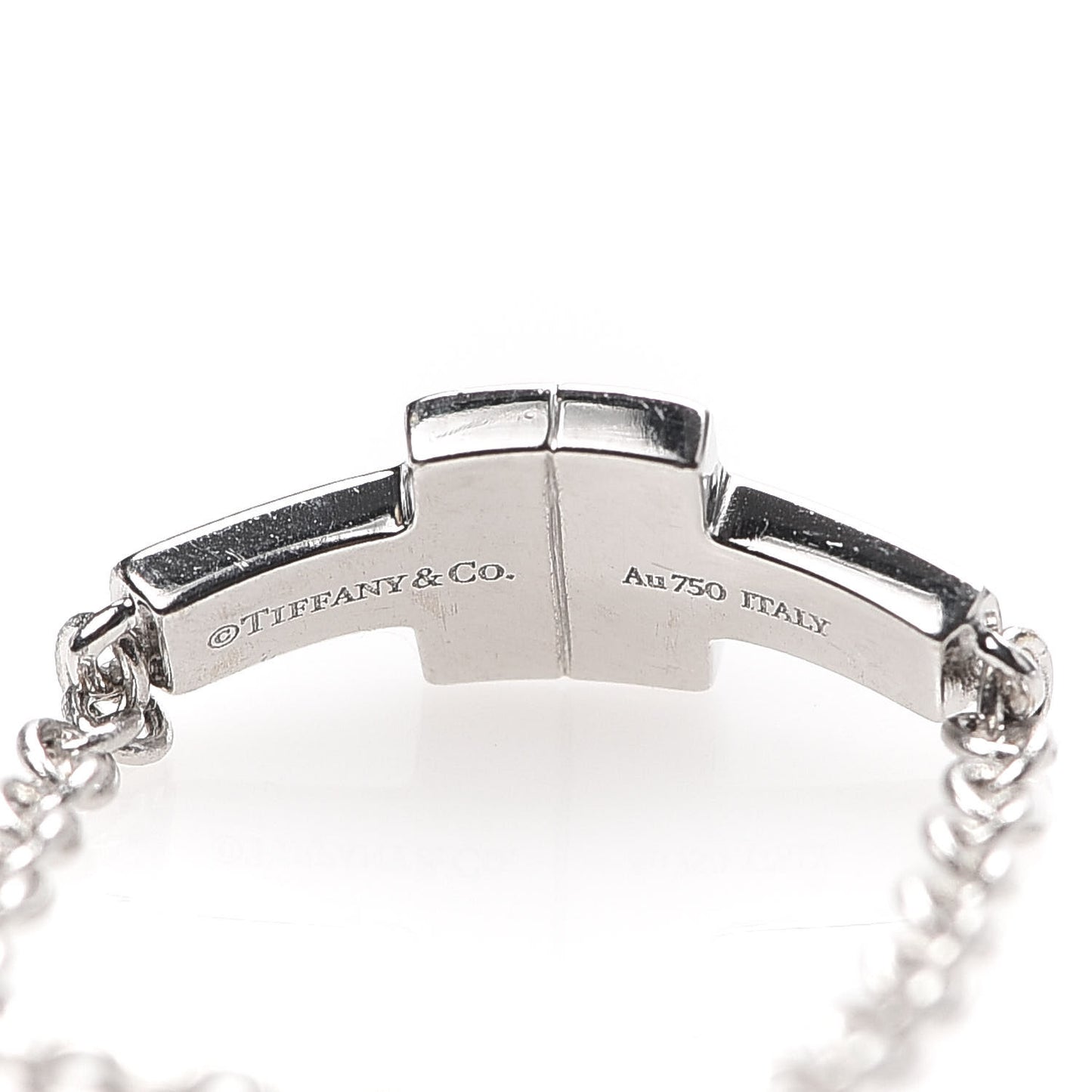 18K White Gold Diamond T Chain Ring 50 5.25