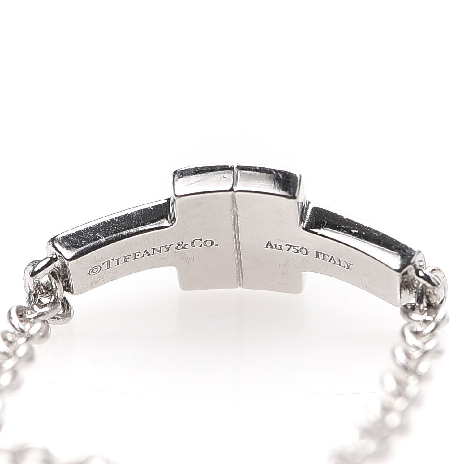 Tiffany 18K White Gold Diamond T Chain Ring 50 5.25 4 of 5