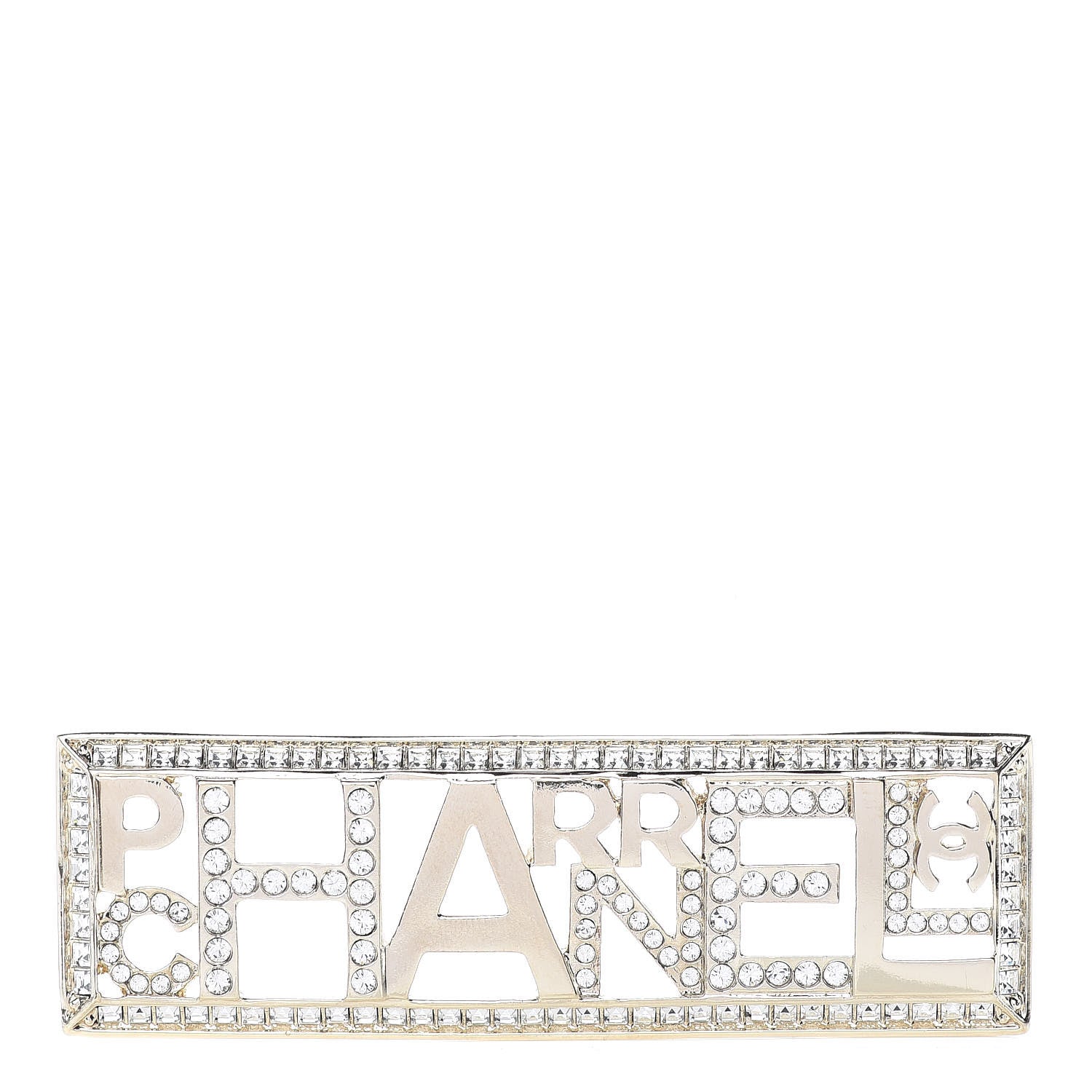 Chanel x Pharrell Williams Crystal Logo Brooch Gold 1 of 5