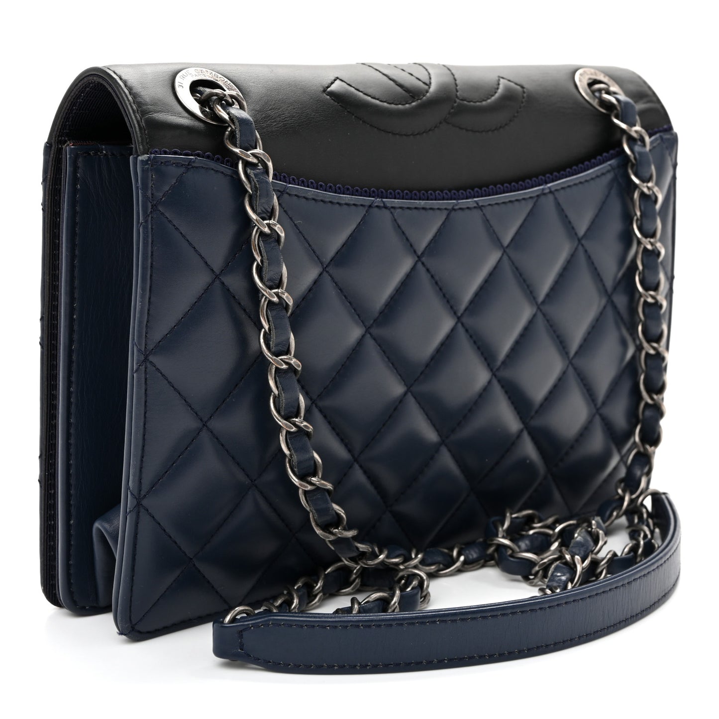 Calfskin Quilted Ballerine Flap Black Blue
