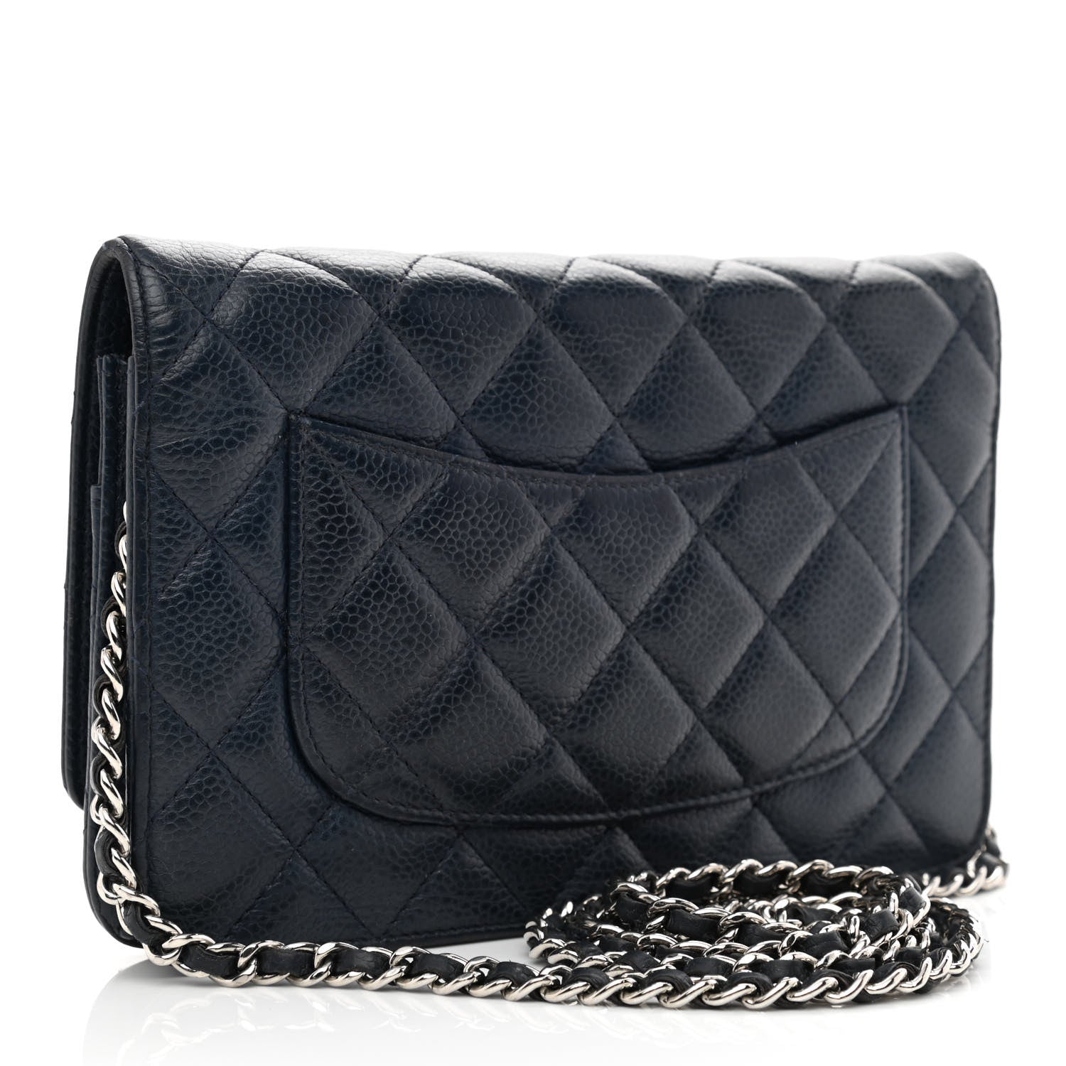 Chanel Caviar Quilted Wallet On Chain WOC Navy Blue 3 of 12