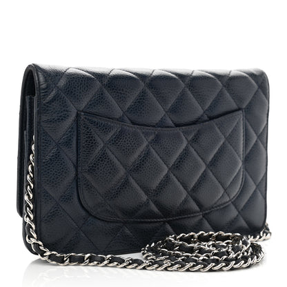 Chanel Caviar Quilted Wallet On Chain WOC Navy Blue 3 of 12
