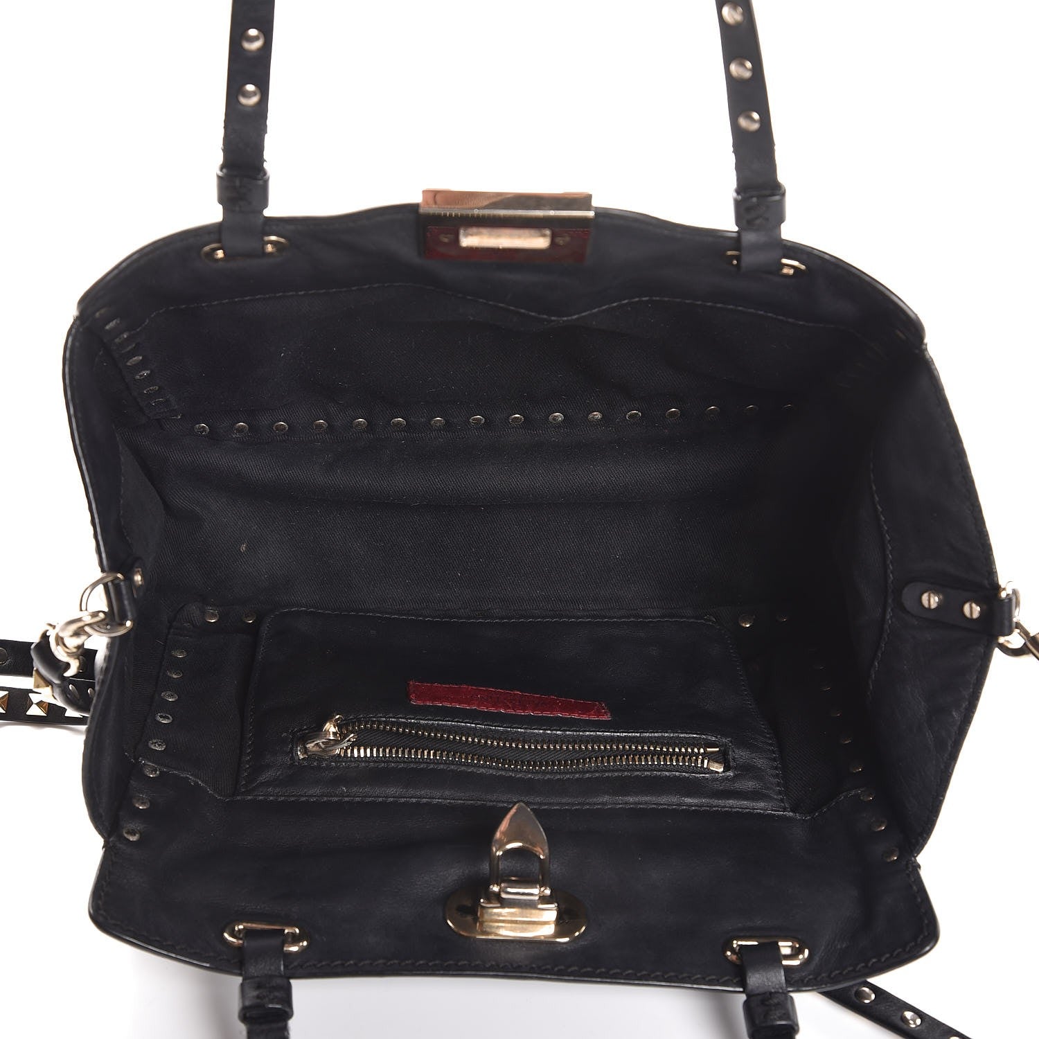 Valentino Garavani Vitello Small Rockstud Tote Black 5 of 8