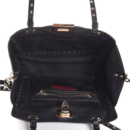 Valentino Garavani Vitello Small Rockstud Tote Black 5 of 8