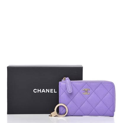 Chanel Caviar Quilted Zipped Key Holder Case Purple 10 of 10