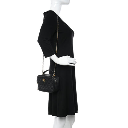 Chanel Calfskin Quilted CC Small Vanity Case Black 2 of 10