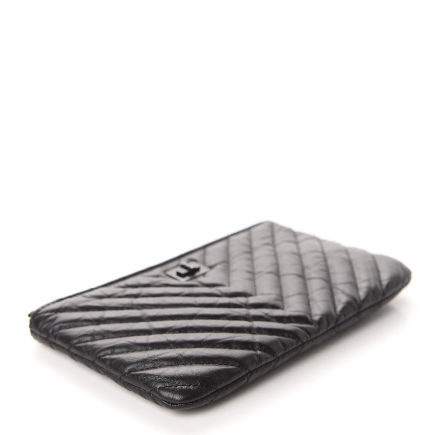 Chanel Aged Calfskin Chevron Quilted Medium Reissue Cosmetic Case So Black 4 of 8