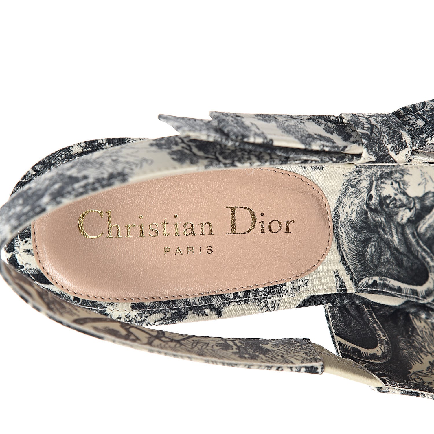 Christian Dior Toile De Jouy Sweet D Slingback Pumps 39 Off White Black 7 of 10