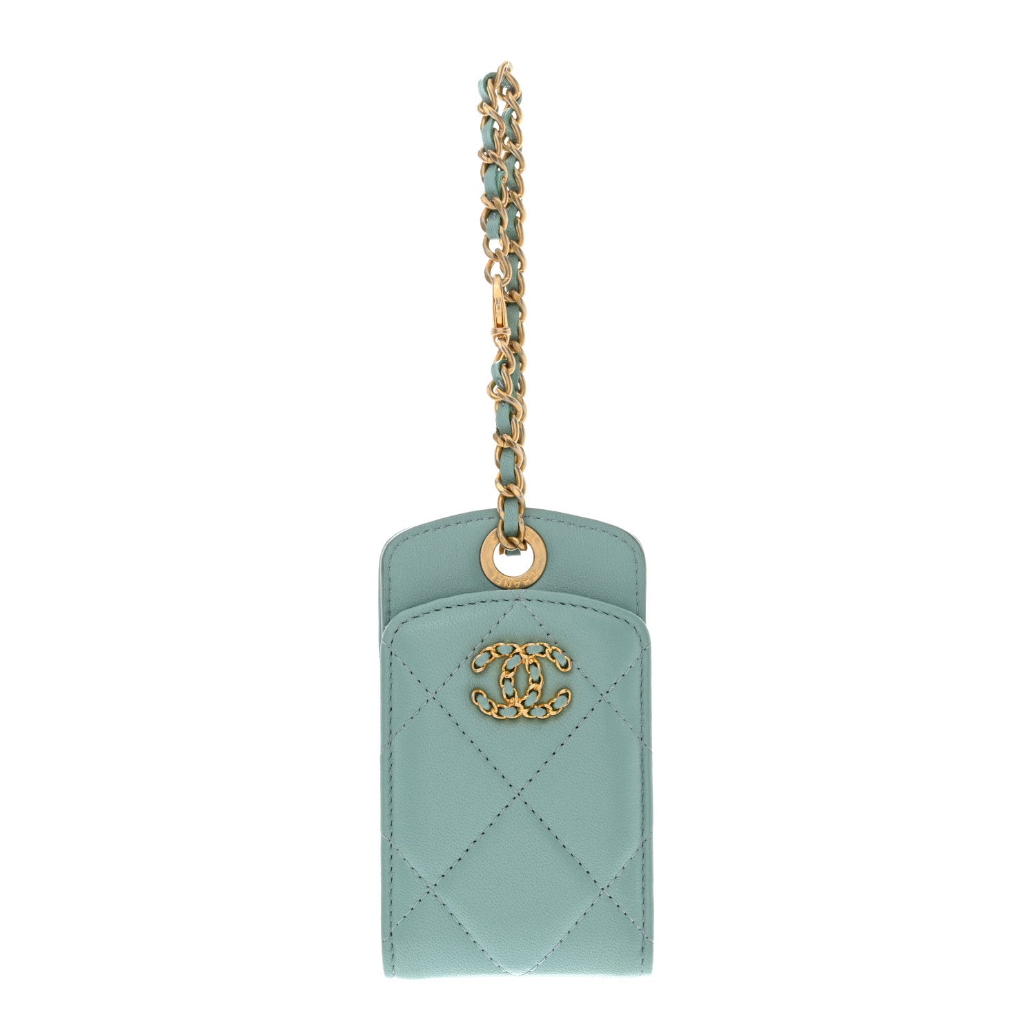 Chanel Goatskin Quilted Chanel 19 Luggage Tag Light Blue 1 of 7