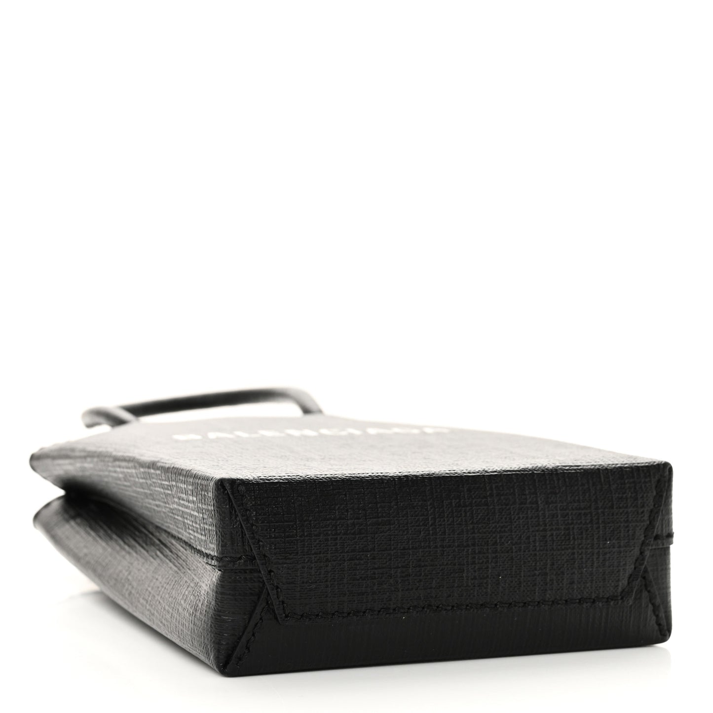 Squared Calfskin Logo Shopping Phone Holder Bag Black