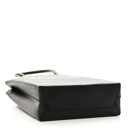 Balenciaga Squared Calfskin Logo Shopping Phone Holder Bag Black 4 of 10