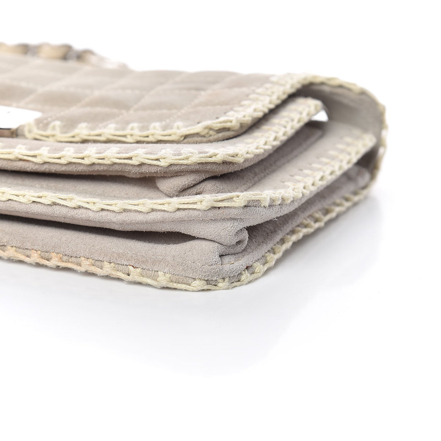 Suede Chocolate Bar Whipstitch Mademoiselle Flap Grey