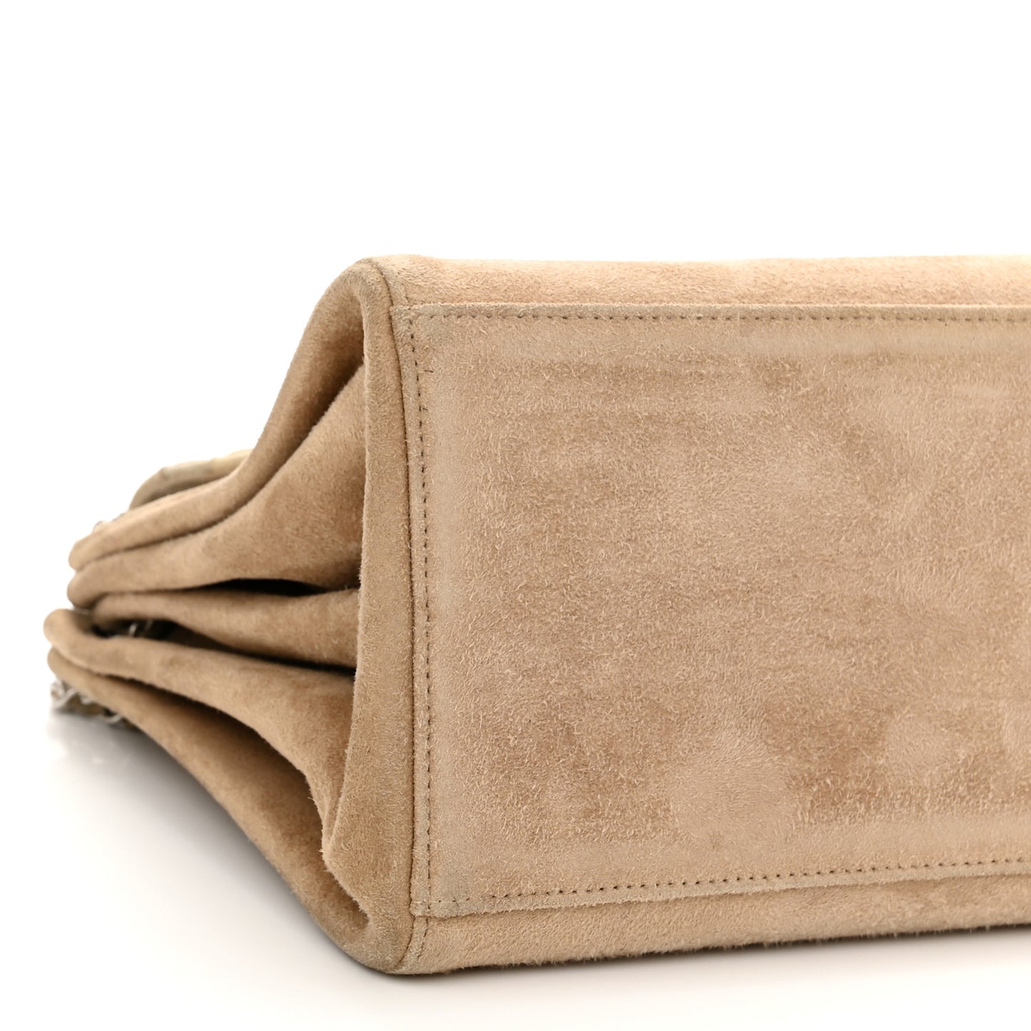 Suede Patchwork Accordion Mademoiselle Flap Beige