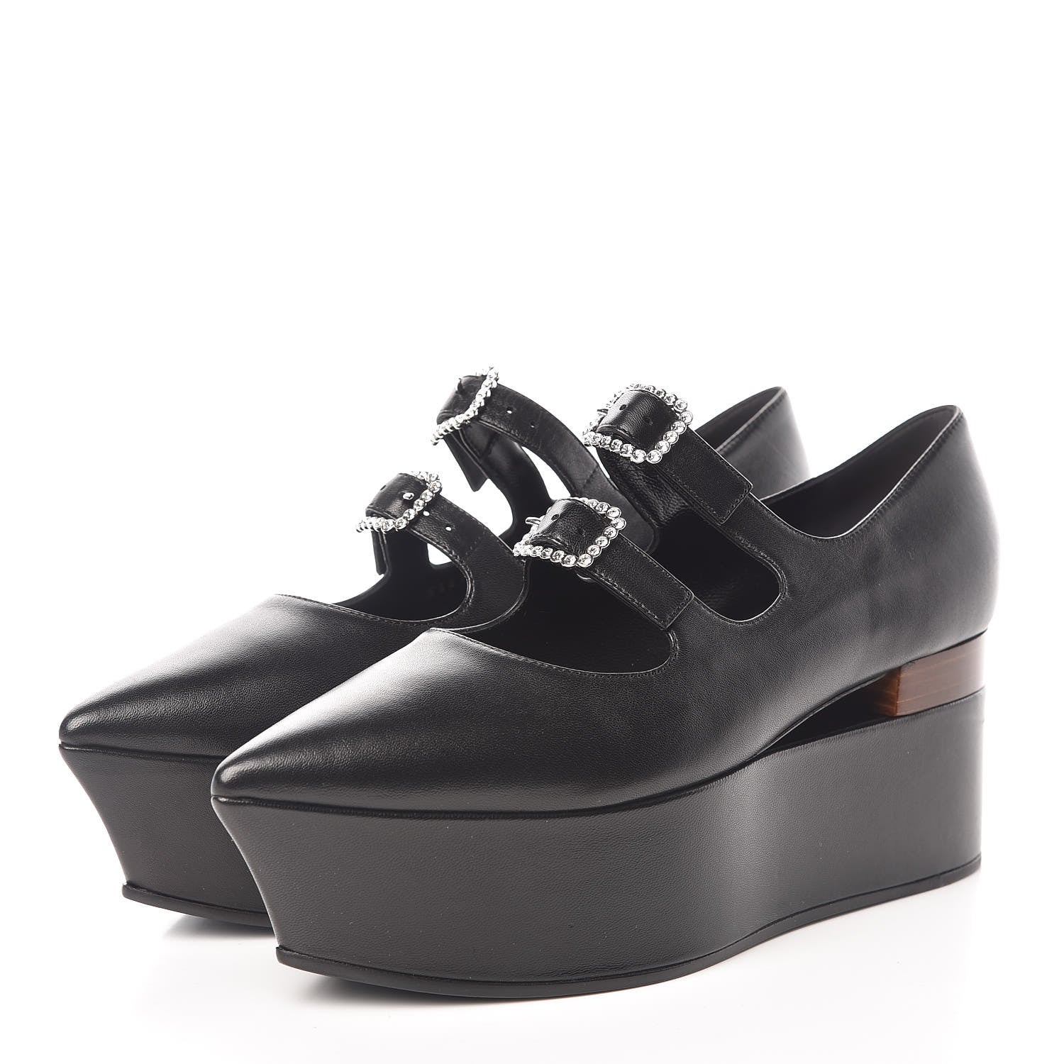 Gucci Nappa Liv Mary Jane Platform Loafers 38 Black 3 of 8