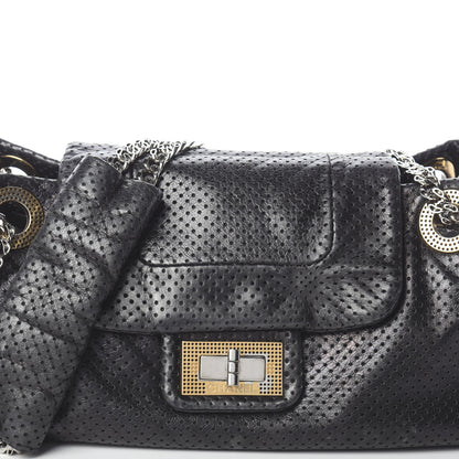 Chanel Metallic Calfskin Perforated Drill Accordion Flap Black 8 of 10