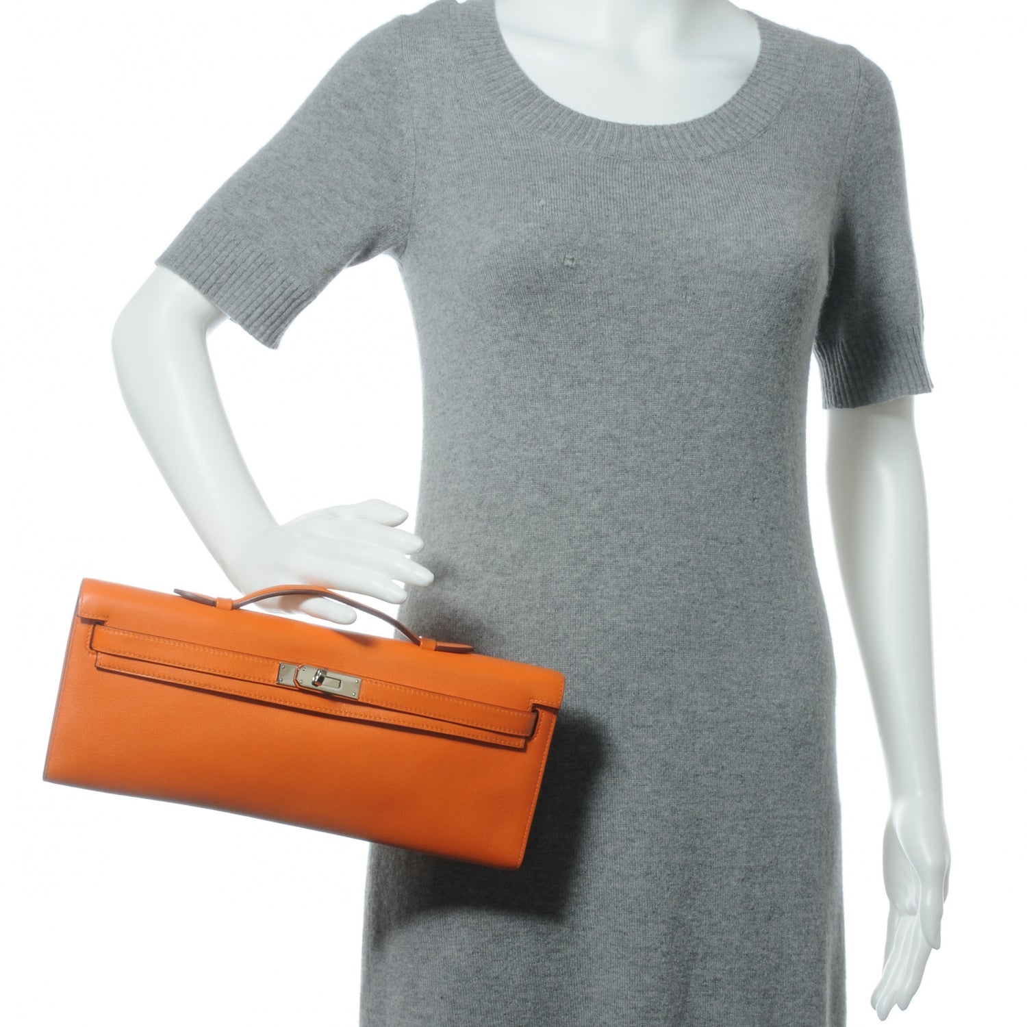 Hermes Swift Kelly Cut Clutch Pochette Orange 2 of 8