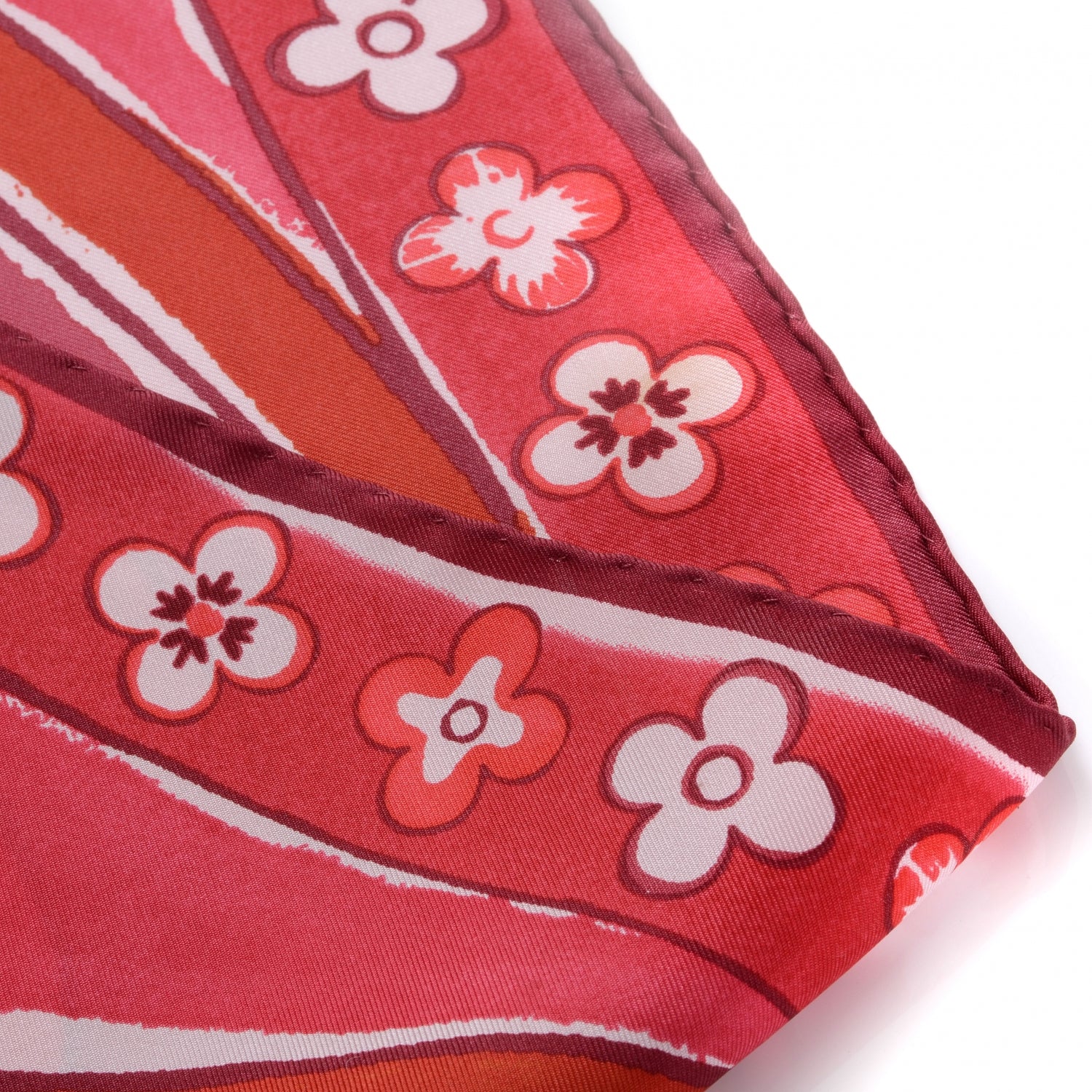 Louis Vuitton Silk Fleur Scarf Red 6 of 8