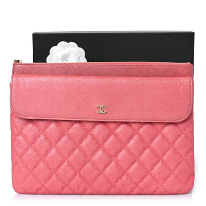 Chanel Iridescent Caviar Quilted Medium Flap Cosmetic Case Pink 10 of 10