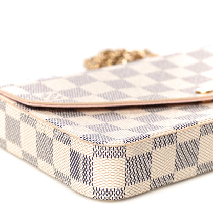 Louis Vuitton Damier Azur Pochette Felicie Chain Wallet Rose Ballerine 11 of 14