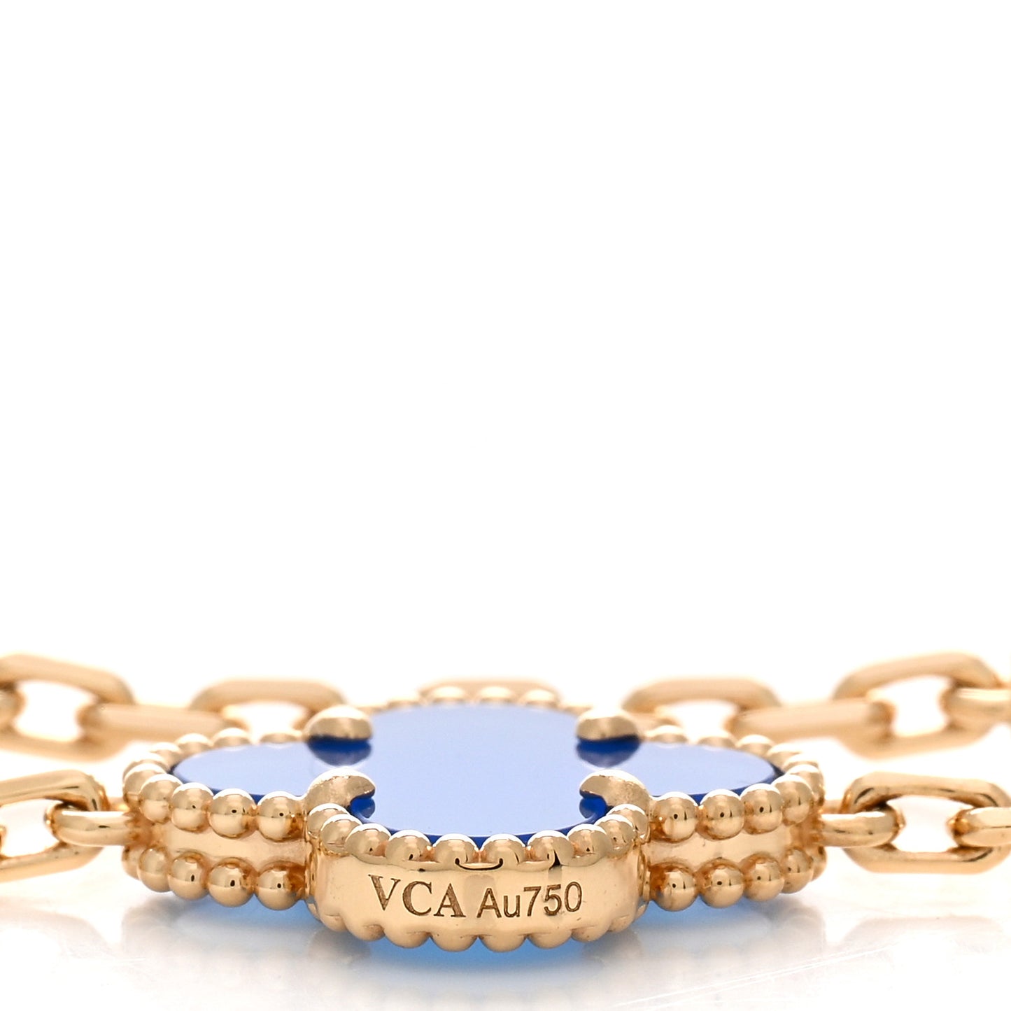 18K Yellow Gold Blue Agate 5 Motifs Vintage Alhambra Bracelet
