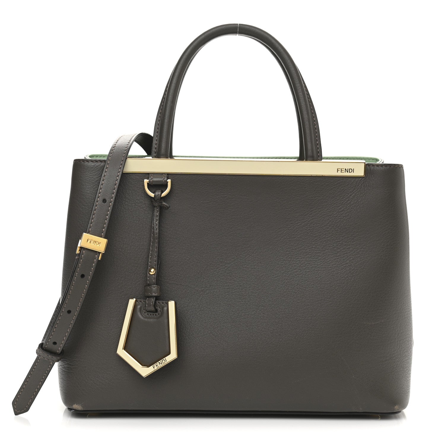 Fendi Vitello Dolce Petite 2Jours Tote Verde Prato Menta 1 of 16