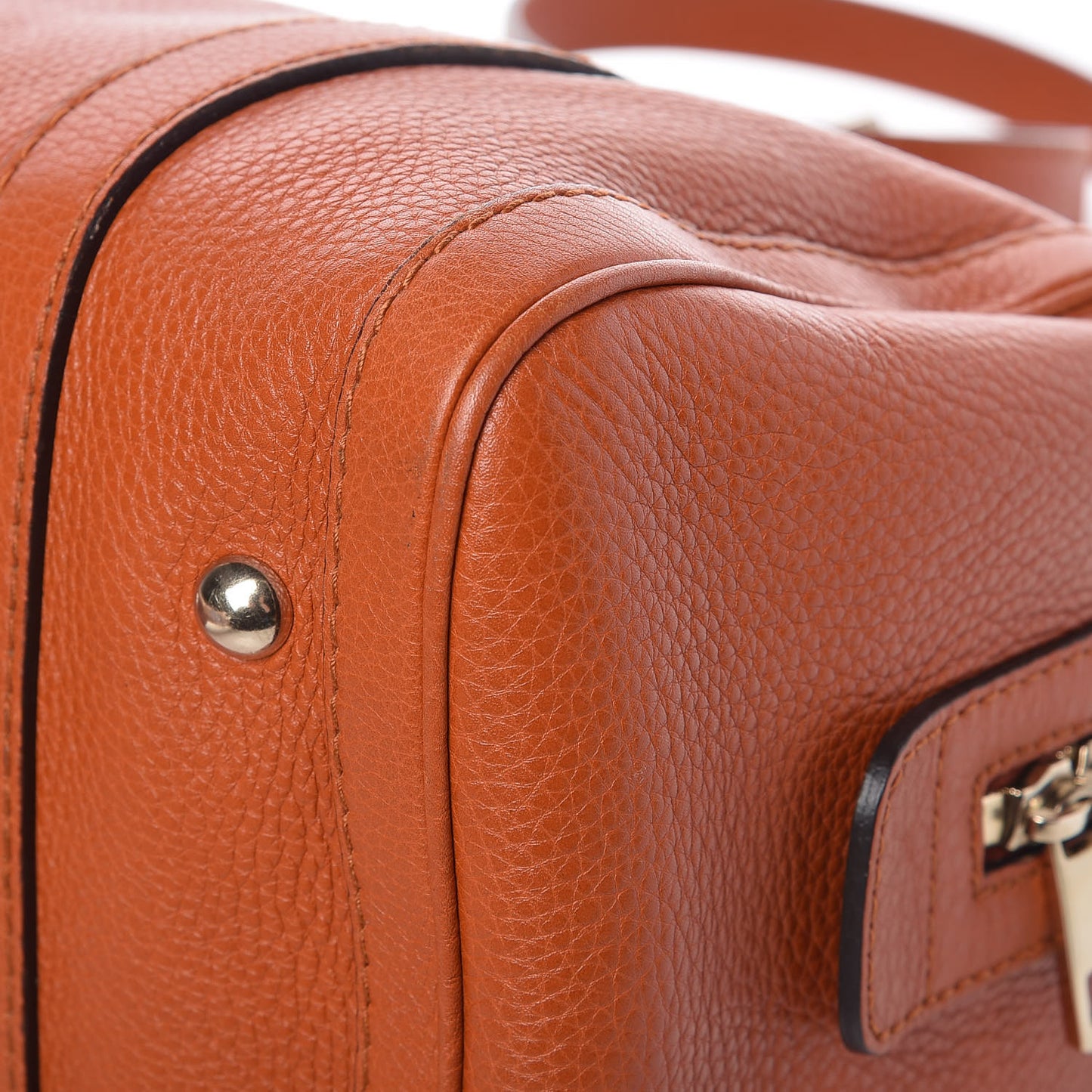 Pebbled Calfskin Small Boston Orange