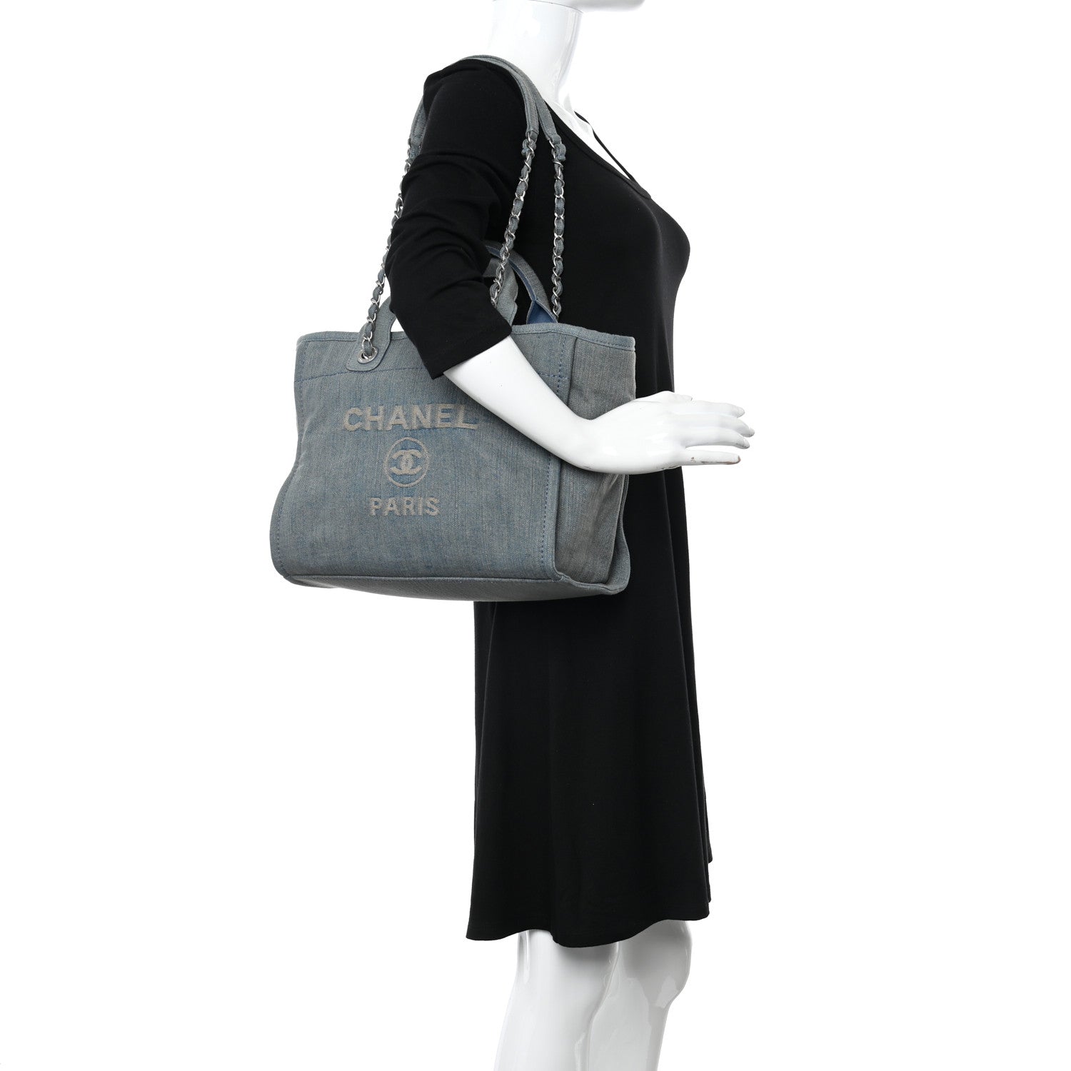 Chanel Denim Small Deauville Tote Light Blue 2 of 12