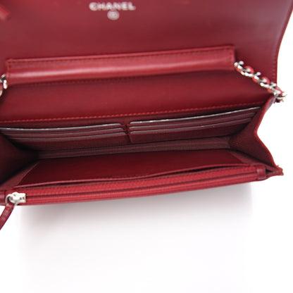 Chanel Patent Quilted Wallet On Chain WOC Red 4 of 10