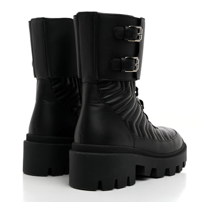 Gucci Nappa Frances GG Matelasse Platform Combat Boots 38 Black 4 of 9