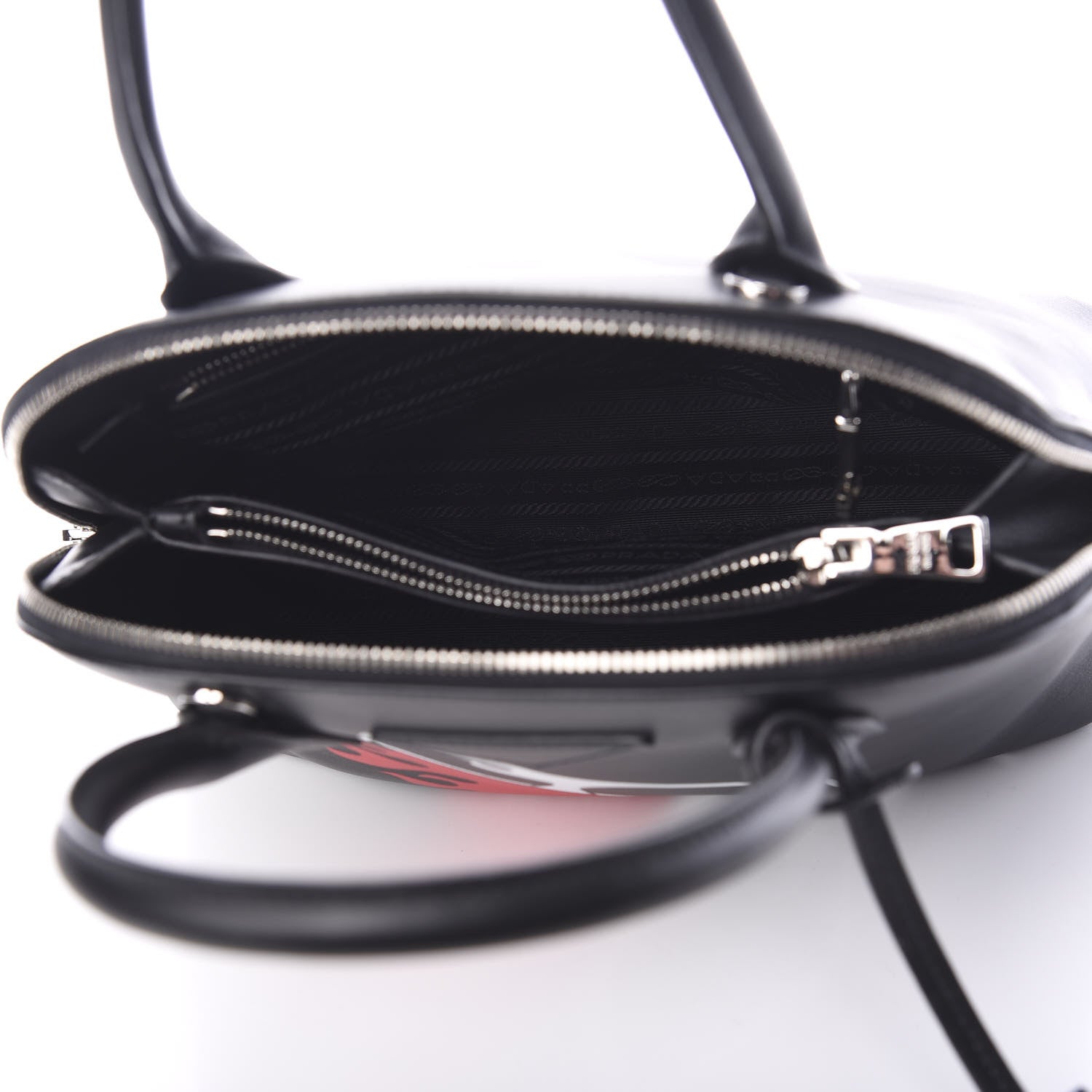 Prada City Calfskin Flame Promenade Tote Black 4 of 8