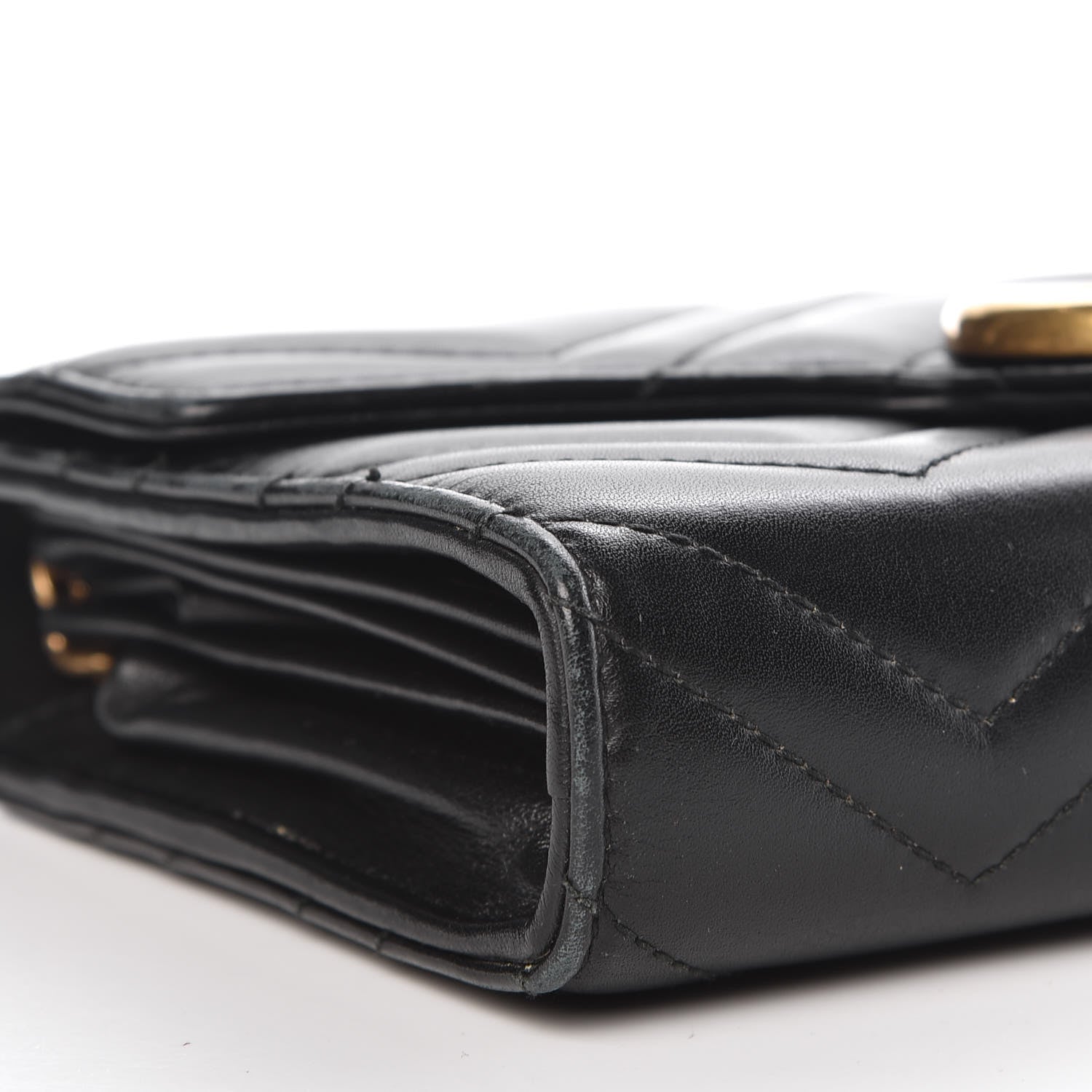 Gucci Calfskin Matelasse GG Marmont Chain Wallet Black 9 of 14