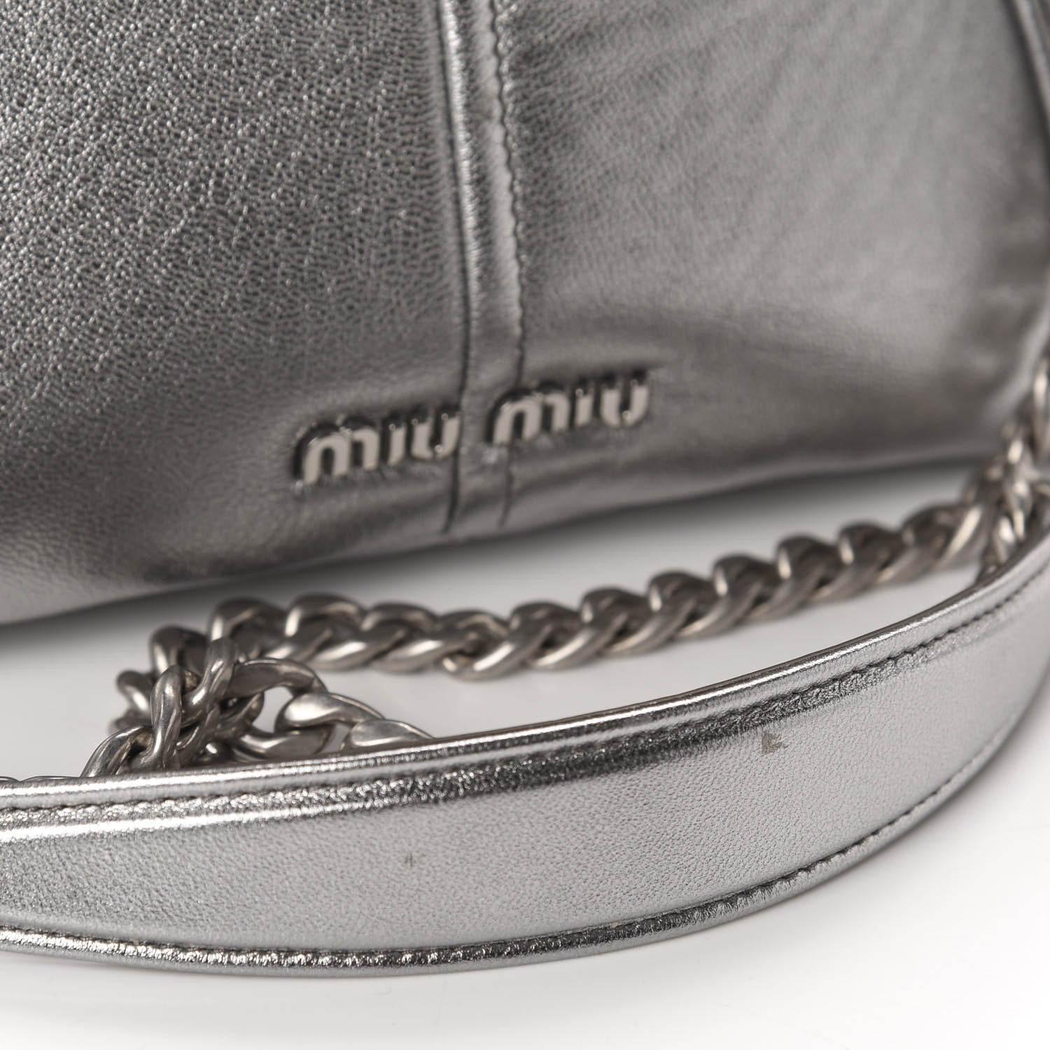 Miu Miu Nappa Matelasse Biker Shoulder Bag Cromo 9 of 10