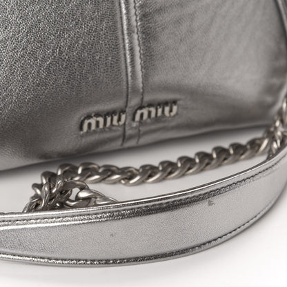 Miu Miu Nappa Matelasse Biker Shoulder Bag Cromo 9 of 10