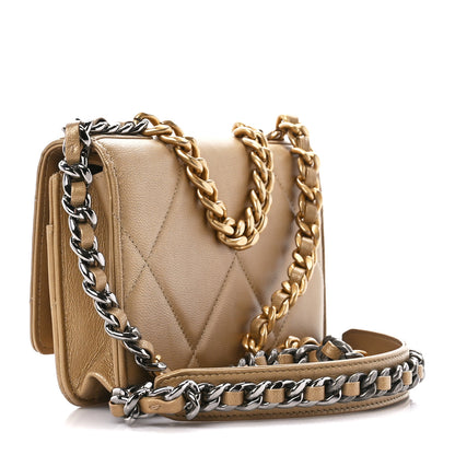 Chanel Metallic Goatskin Quilted Chanel 19 Wallet On Chain WOC Gold 3 of 12