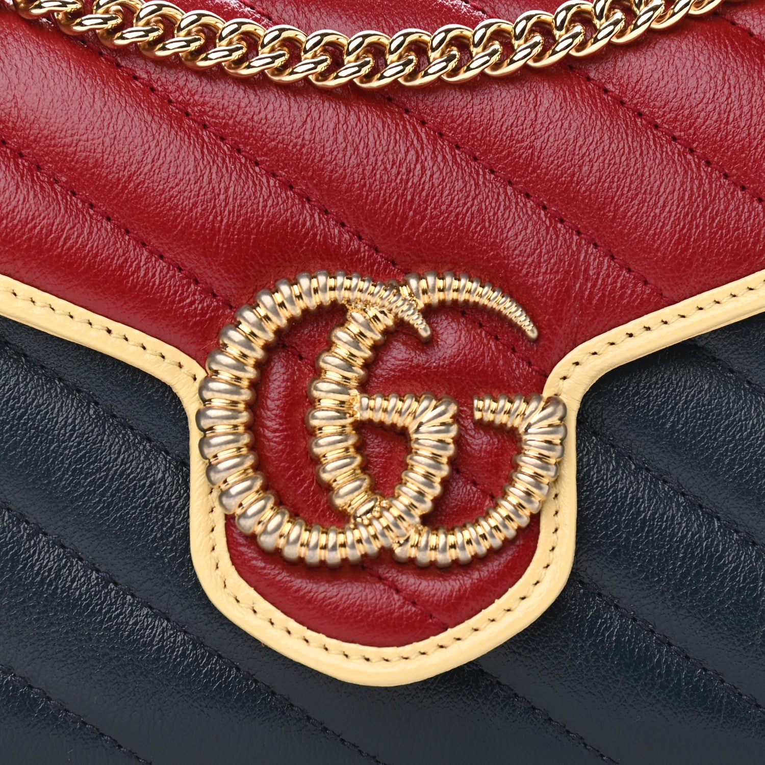 Gucci Azalea Calfskin Matelasse Diagonal Torchon GG Marmont Chain Wallet Blue Agata New Cherry Red Butter 10 of 13