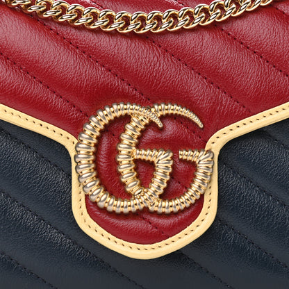 Gucci Azalea Calfskin Matelasse Diagonal Torchon GG Marmont Chain Wallet Blue Agata New Cherry Red Butter 10 of 13