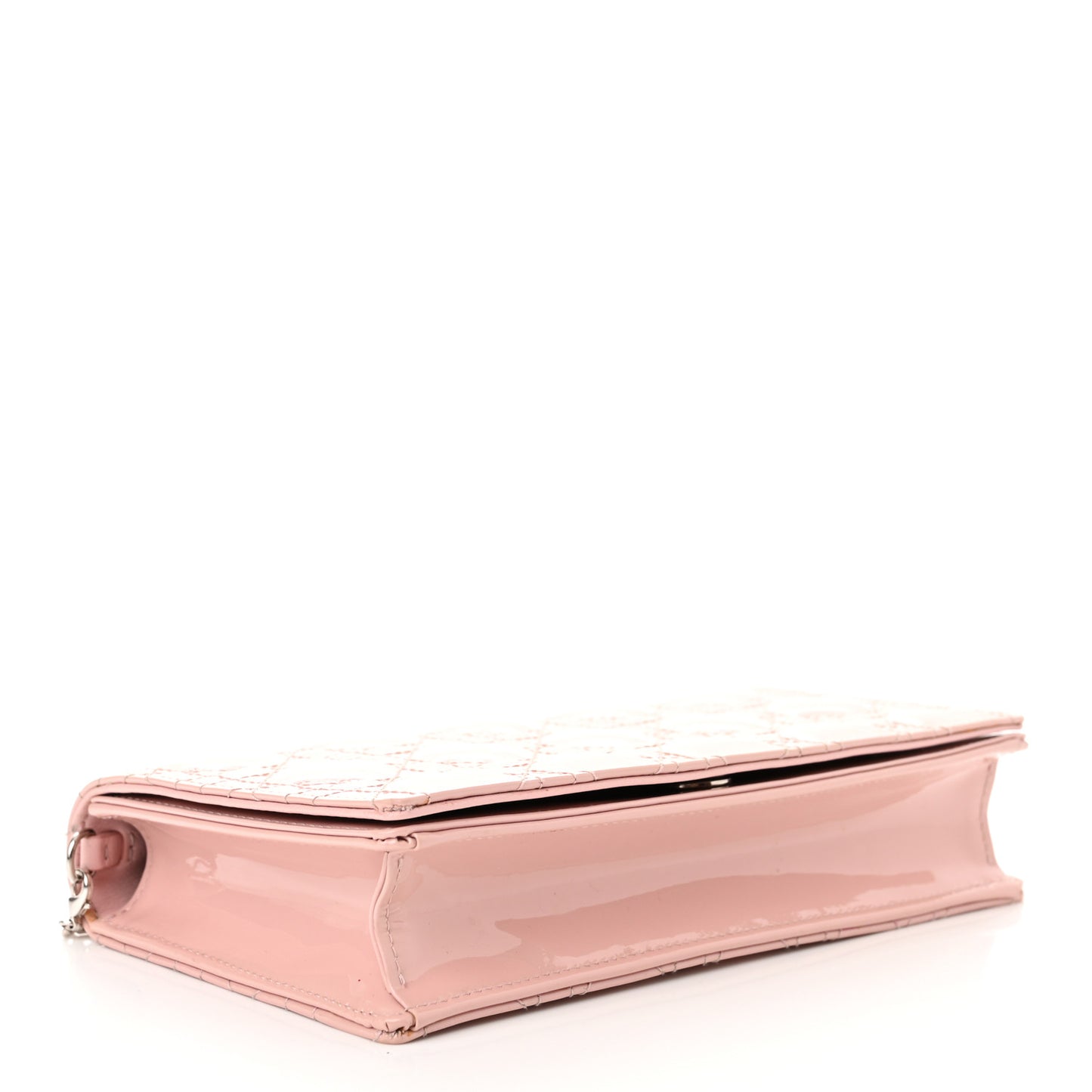Patent Cannage Lady Dior Chain Wallet Rose Clair