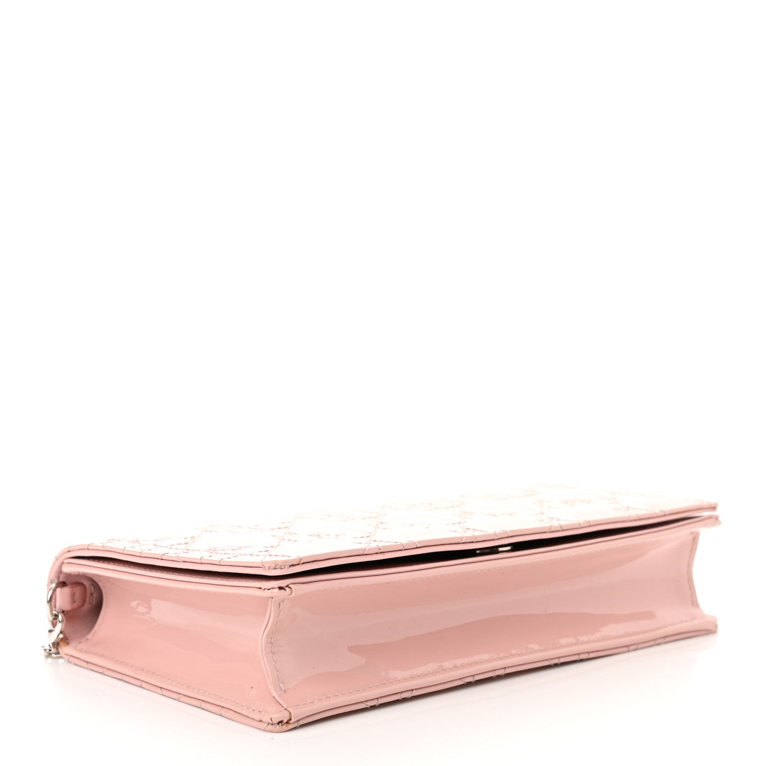 Christian Dior Patent Cannage Lady Dior Chain Wallet Rose Clair 4 of 16