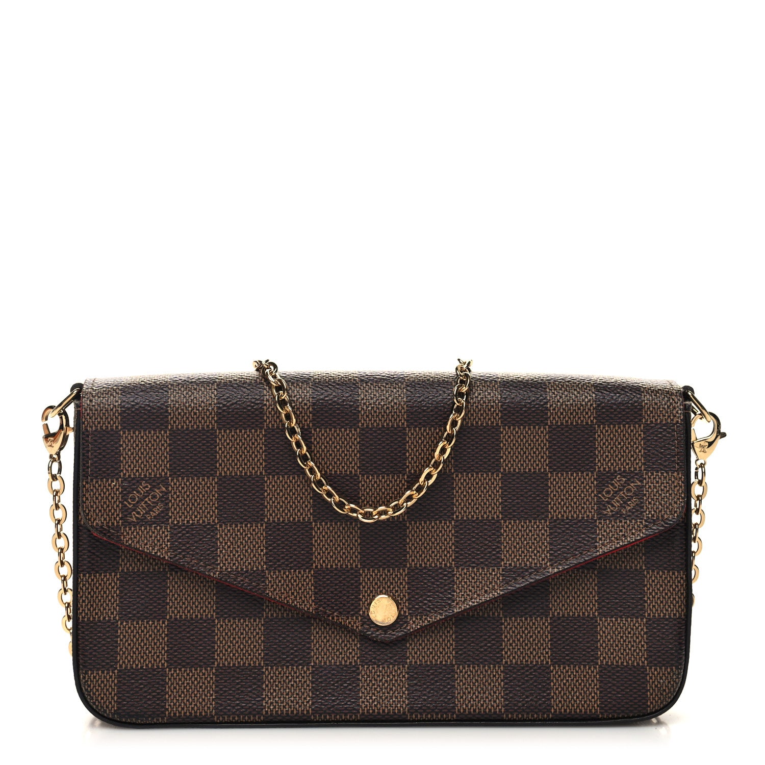 Louis Vuitton Damier Ebene Pochette Felicie Chain Wallet 1 of 9