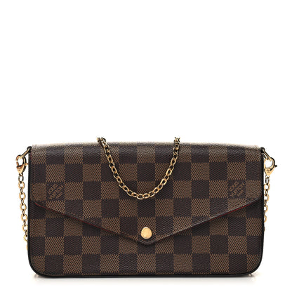 Louis Vuitton Damier Ebene Pochette Felicie Chain Wallet 1 of 9